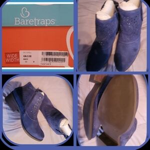 Womens Baretraps Gaige Laser Cut Blue Suede Ankle Boots/Booties, 11W, NIB